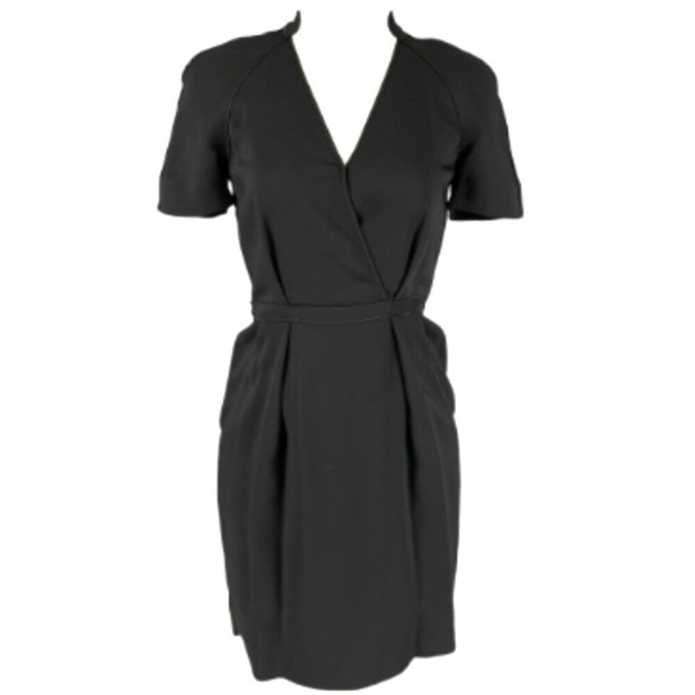 STELLA McCARTNEY  Black Viscose Pleated V-Neck Dress